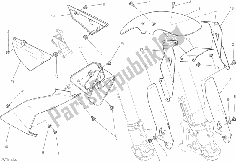 All parts for the Half Fairing of the Ducati Scrambler Classic Brasil 803 2016